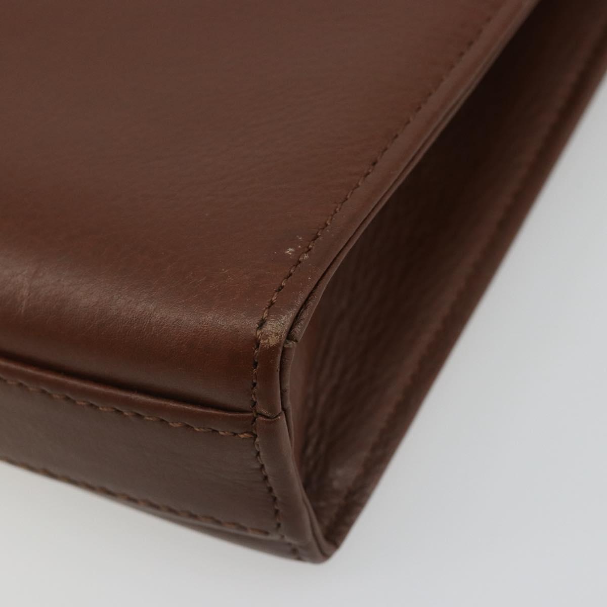 BALENCIAGA Clutch Bag Leather Brown Gold Auth 178398