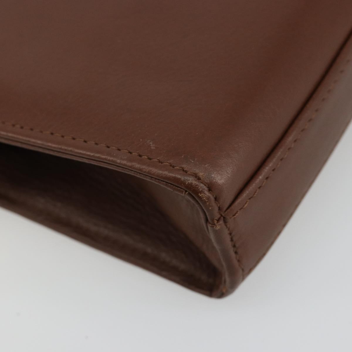 BALENCIAGA Clutch Bag Leather Brown Gold Auth 178398