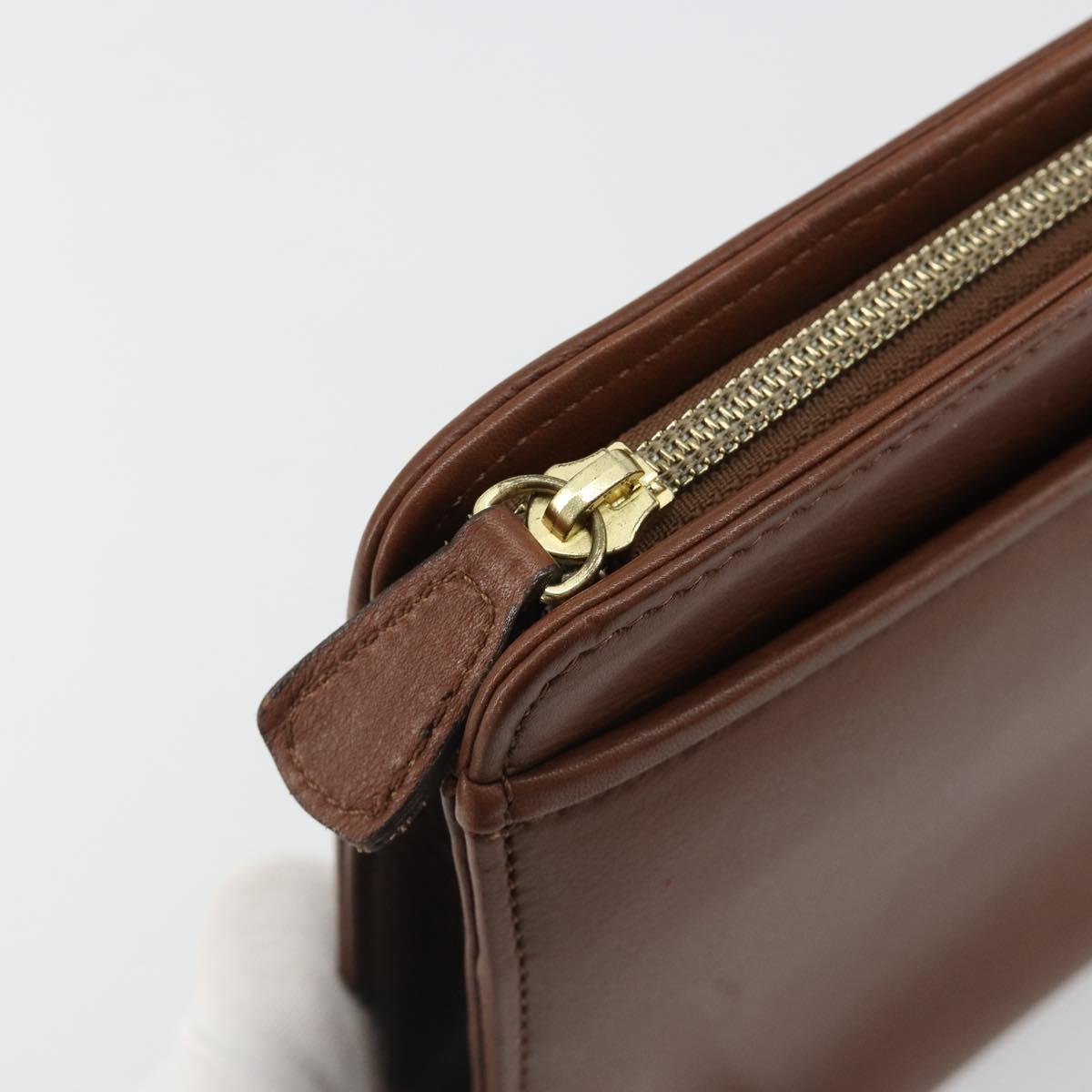 BALENCIAGA Clutch Bag Leather Brown Gold Auth 178398