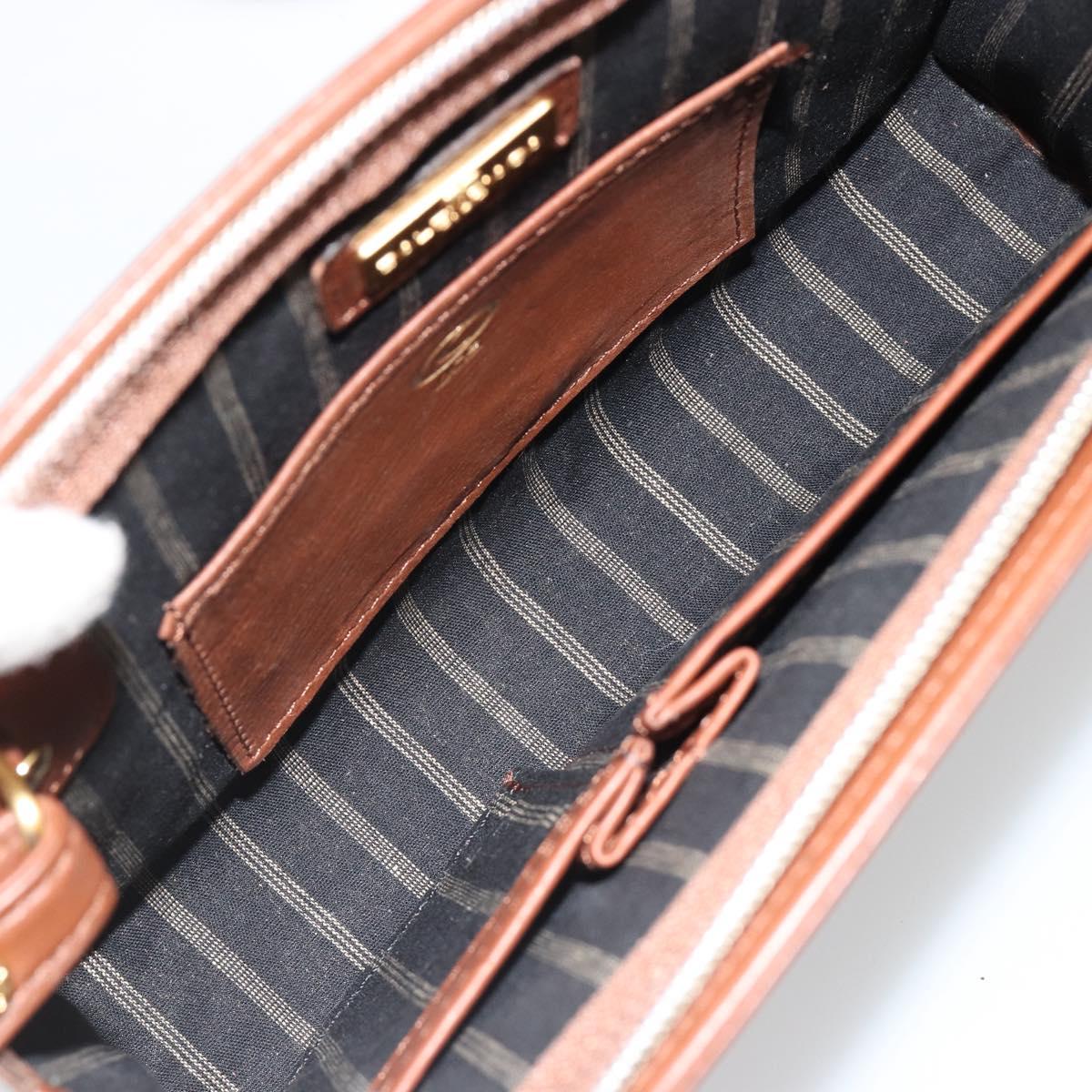 BALENCIAGA Clutch Bag Leather Brown Gold Auth 178398