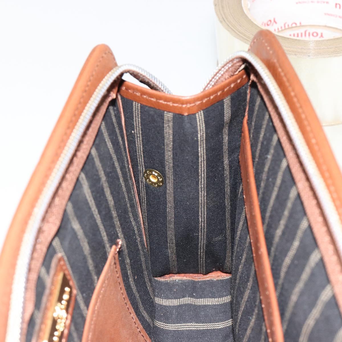 BALENCIAGA Clutch Bag Leather Brown Gold Auth 178398