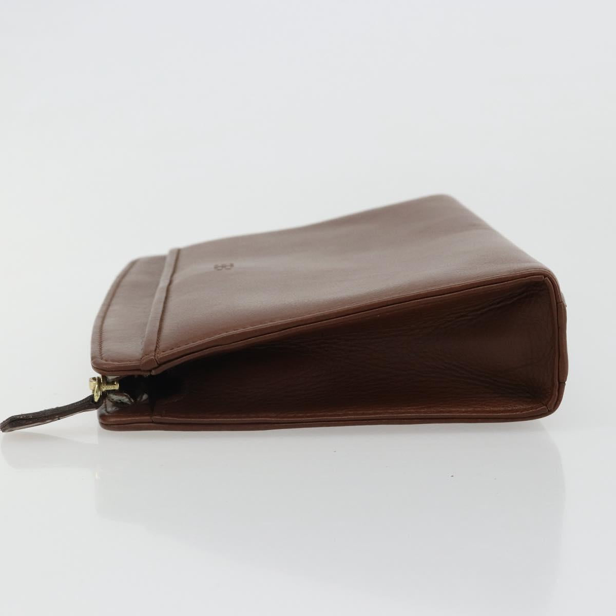 BALENCIAGA Clutch Bag Leather Brown Gold Auth 178398