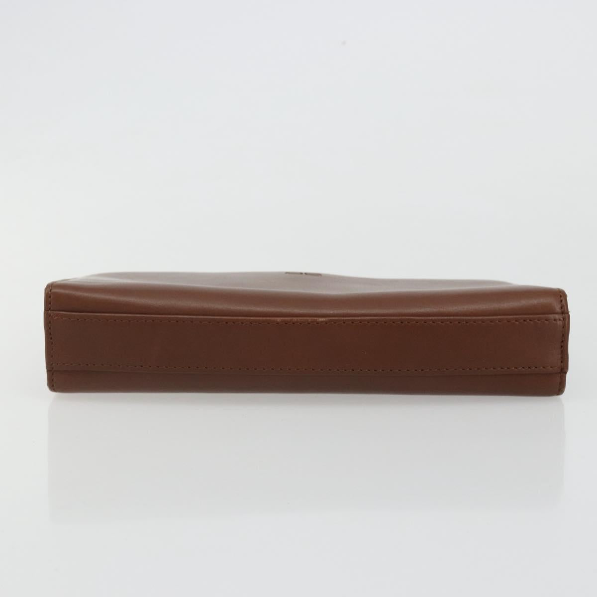 BALENCIAGA Clutch Bag Leather Brown Gold Auth 178398