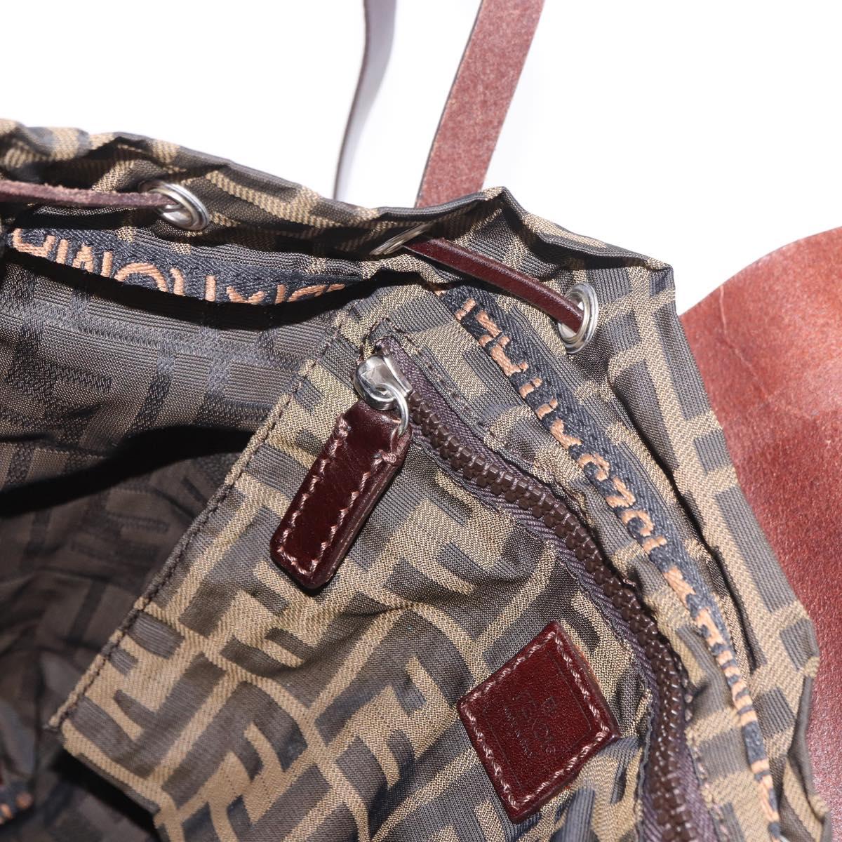 FENDI Zucca Canvas Backpack Brown Black Auth 178400