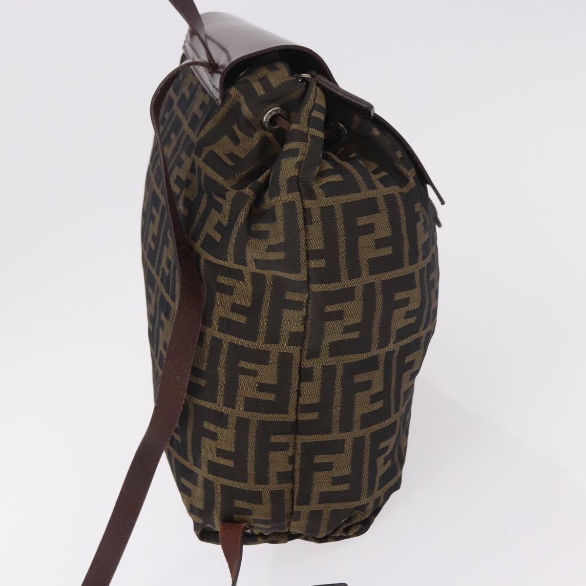 FENDI Zucca Canvas Backpack Brown Black Auth 178400