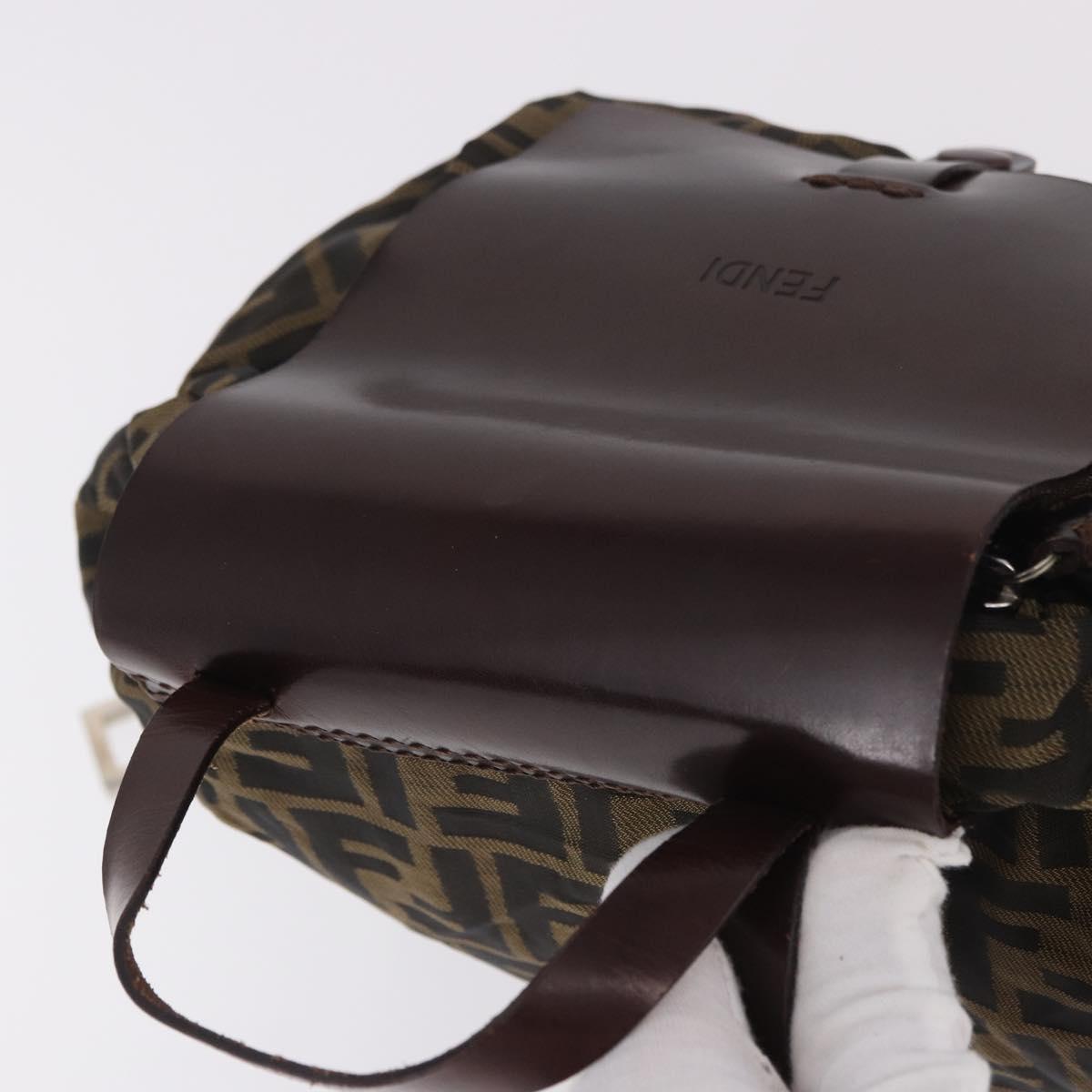 FENDI Zucca Canvas Backpack Brown Black Auth 178400