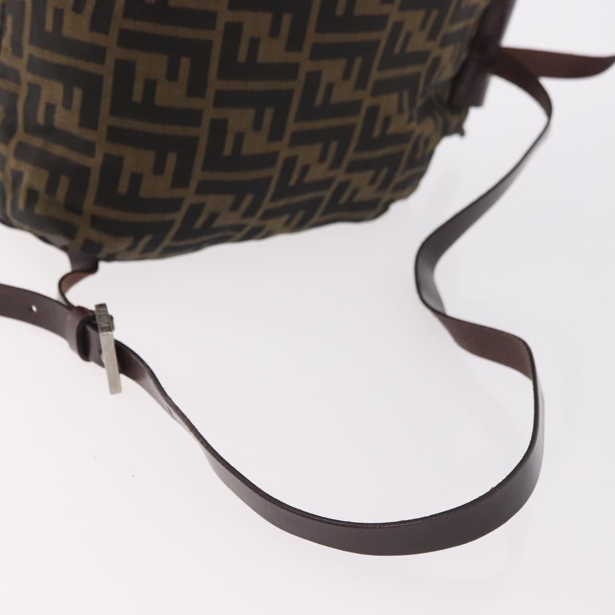 FENDI Zucca Canvas Backpack Brown Black Auth 178400