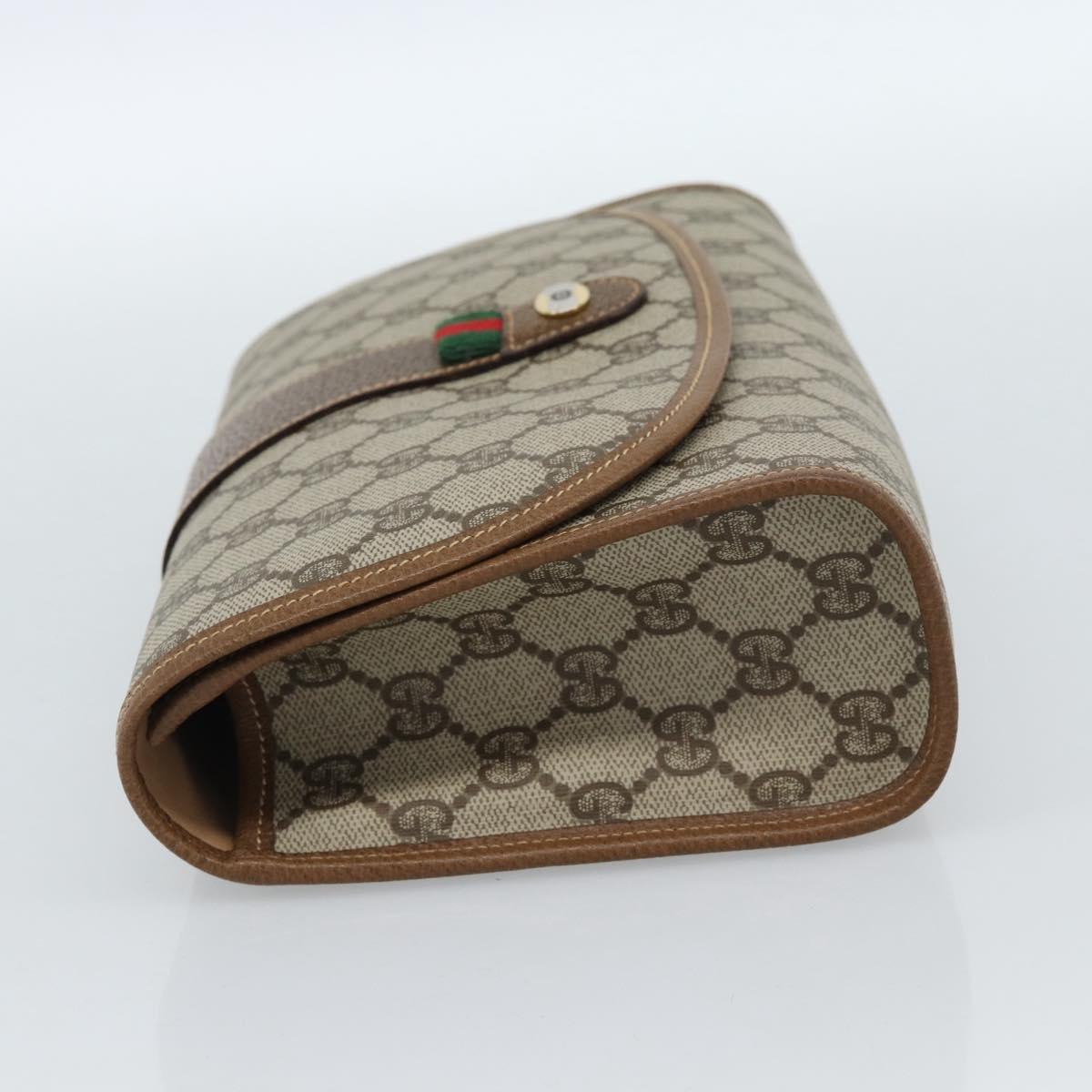 GUCCI GG Supreme Web Sherry Line Bag PVC Beige Gold 014 122 6052 Auth 178401A