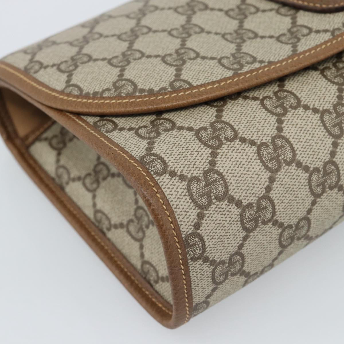 GUCCI GG Supreme Web Sherry Line Bag PVC Beige Gold 014 122 6052 Auth 178401A