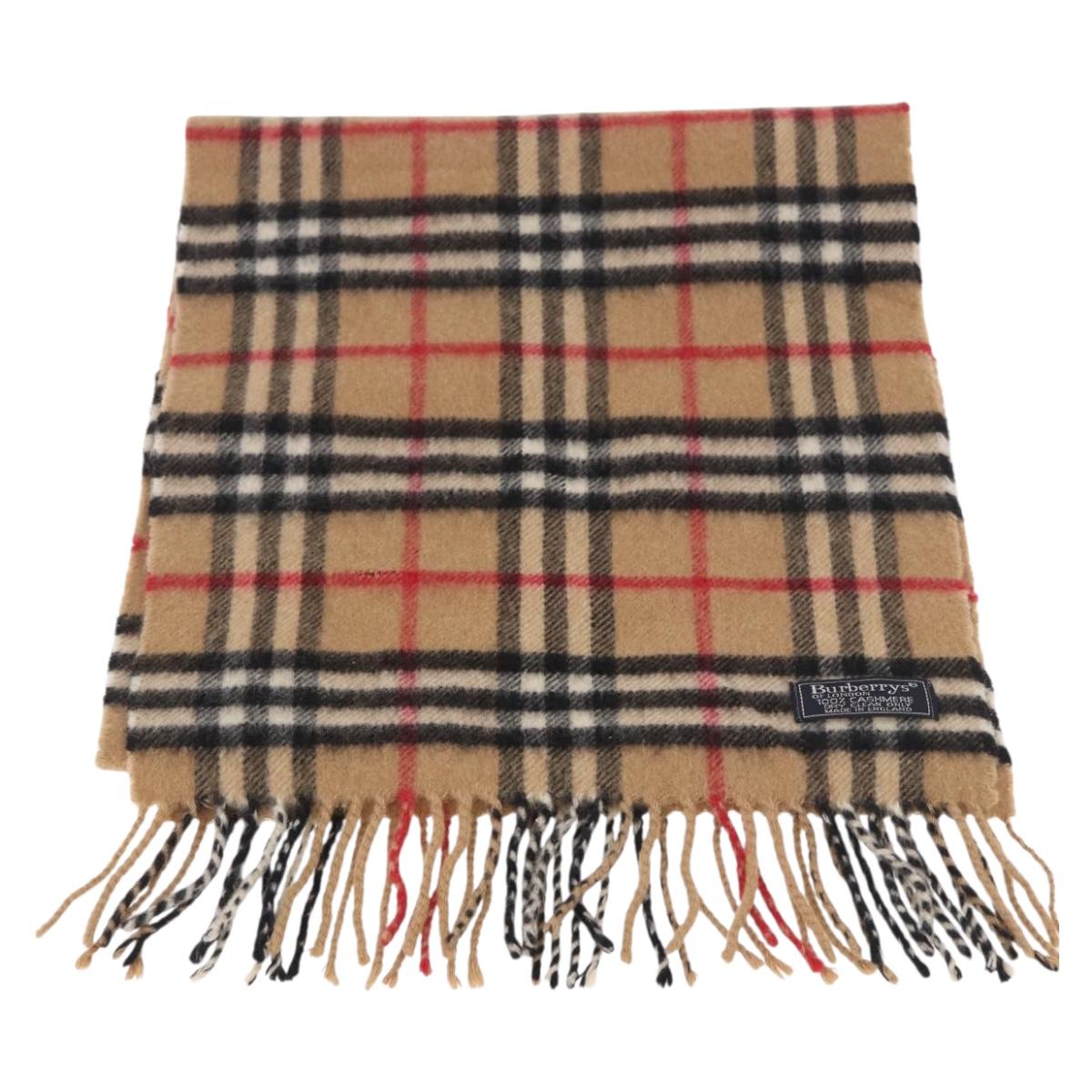 Burberrys Nova Check Scarf Wool 2 Set Beige Auth 178403