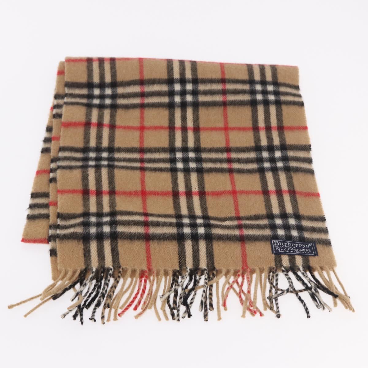Burberrys Nova Check Scarf Wool 2 Set Beige Auth 178403