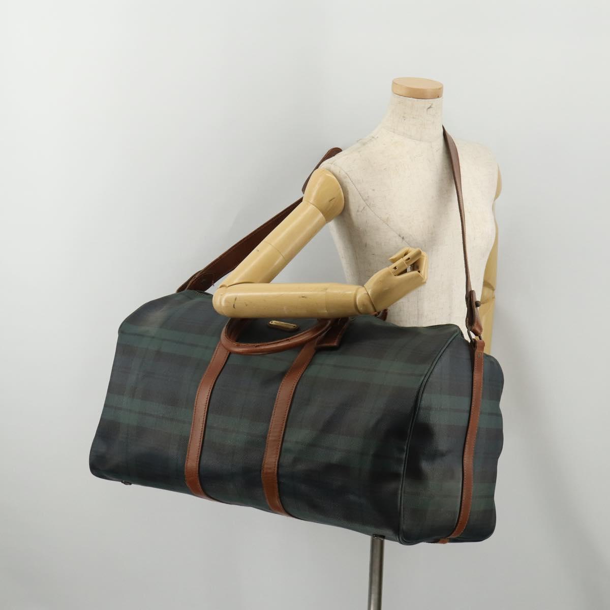 Polo Ralph Lauren Boston Bag PVC Leather 2way Green Brown Auth 178404