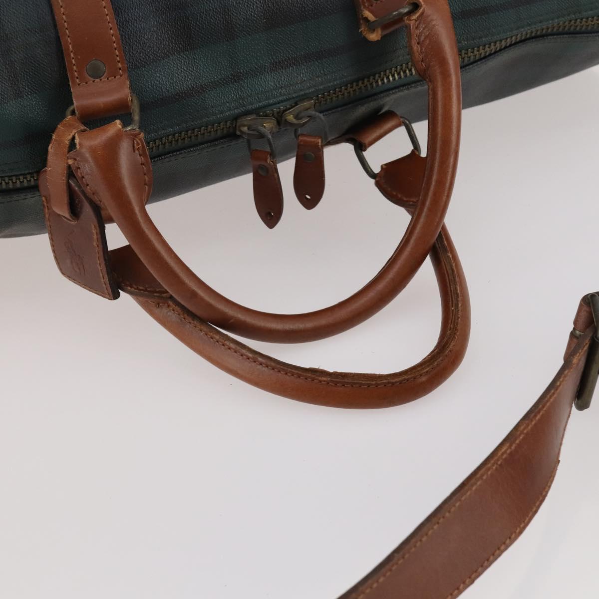 Polo Ralph Lauren Boston Bag PVC Leather 2way Green Brown Auth 178404