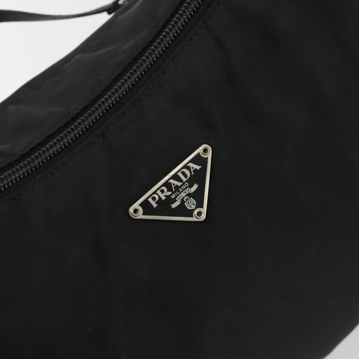 PRADA Shoulder Bag Nylon Black Silver Auth 178405
