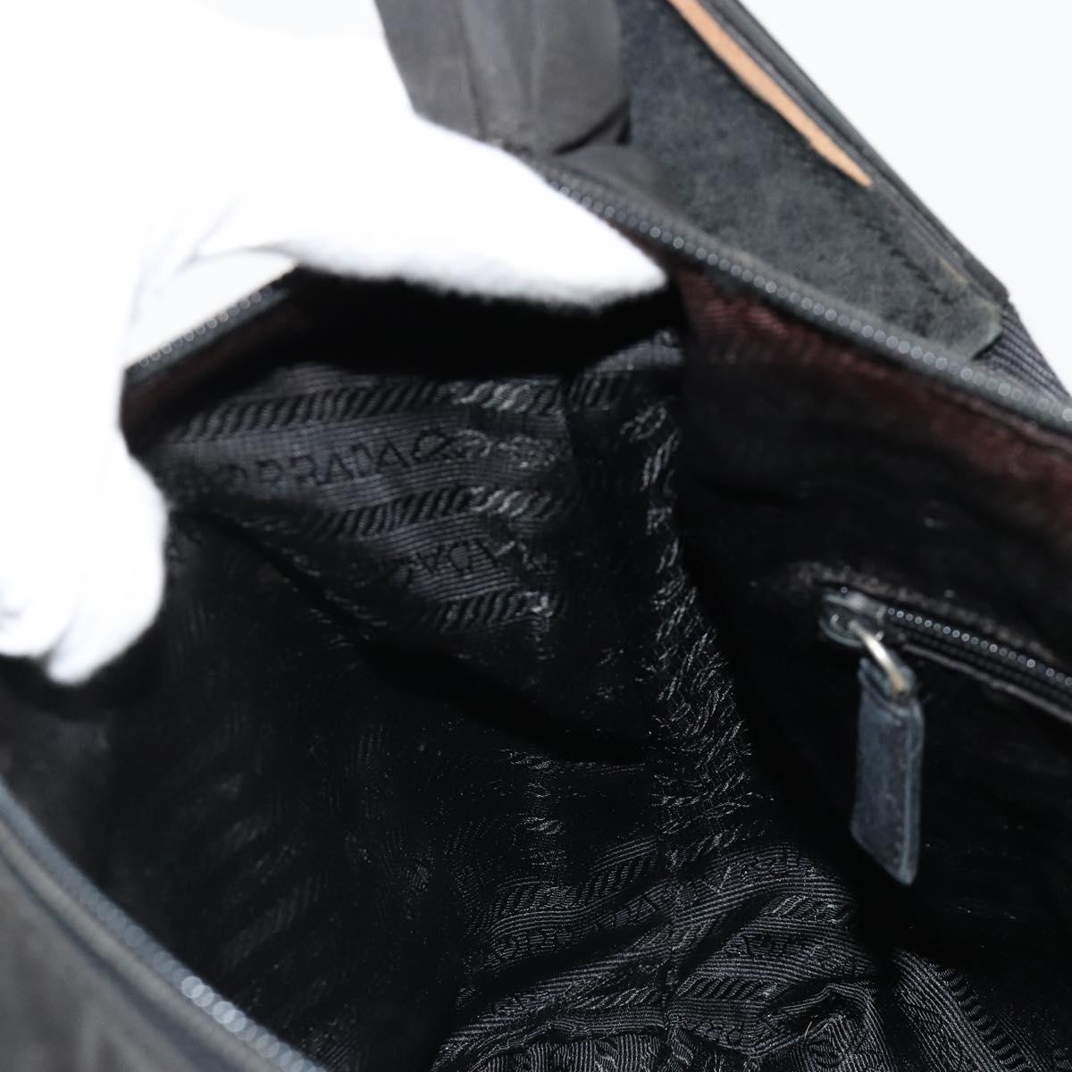 PRADA Shoulder Bag Nylon Black Silver Auth 178405