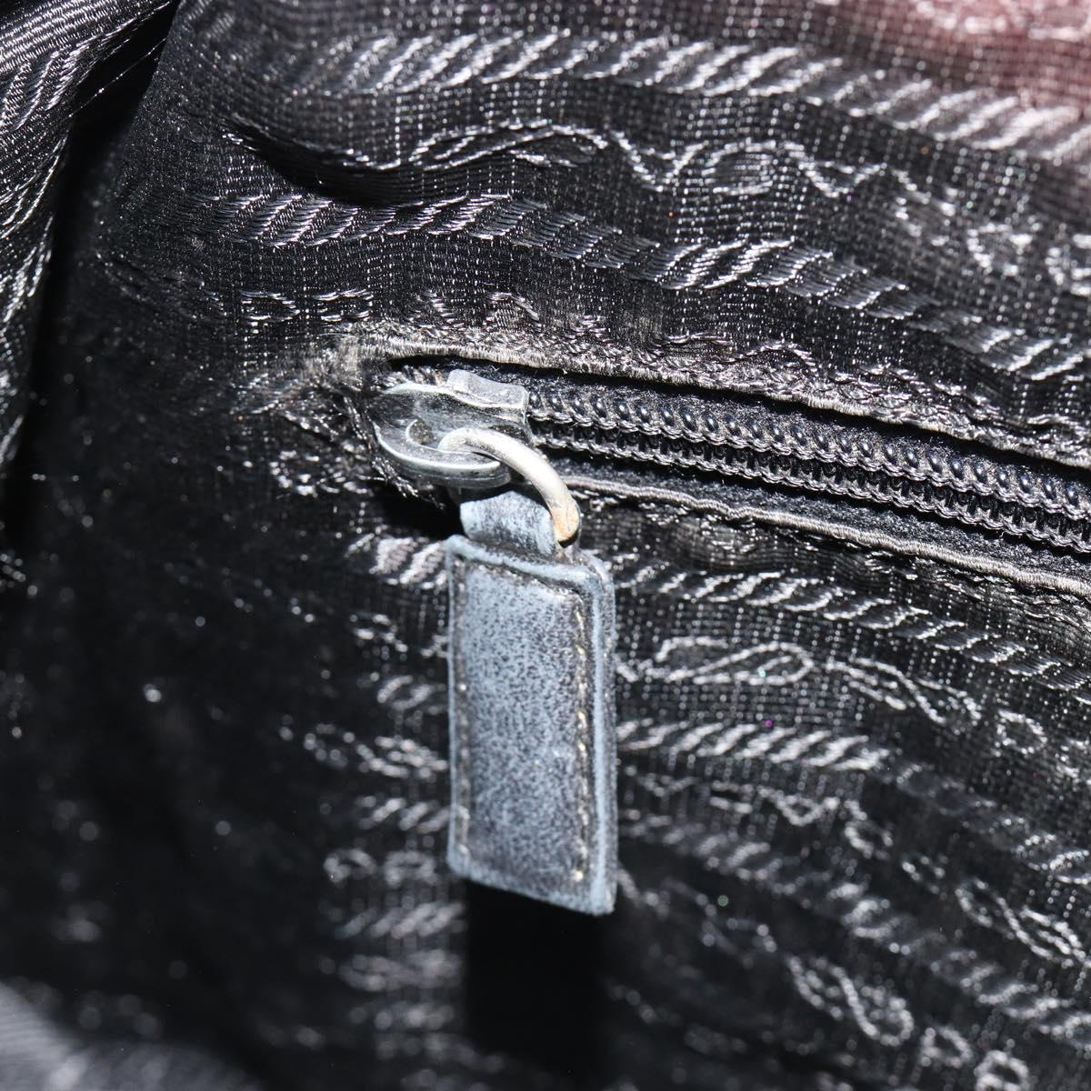 PRADA Shoulder Bag Nylon Black Silver Auth 178405