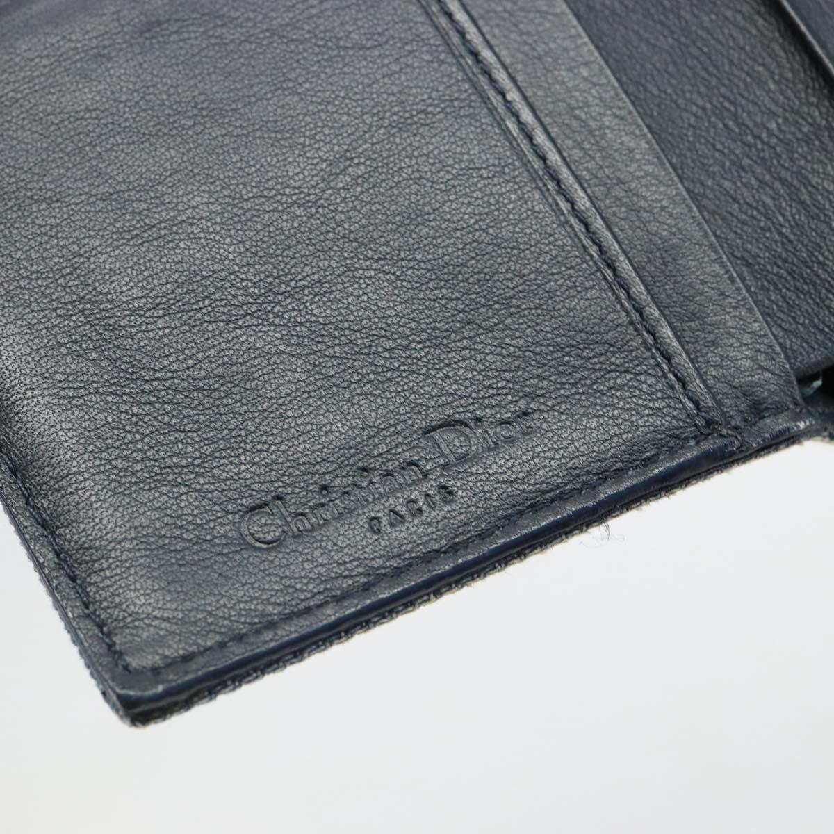 Christian Dior Wallet Denim Blue Silver Auth 178407