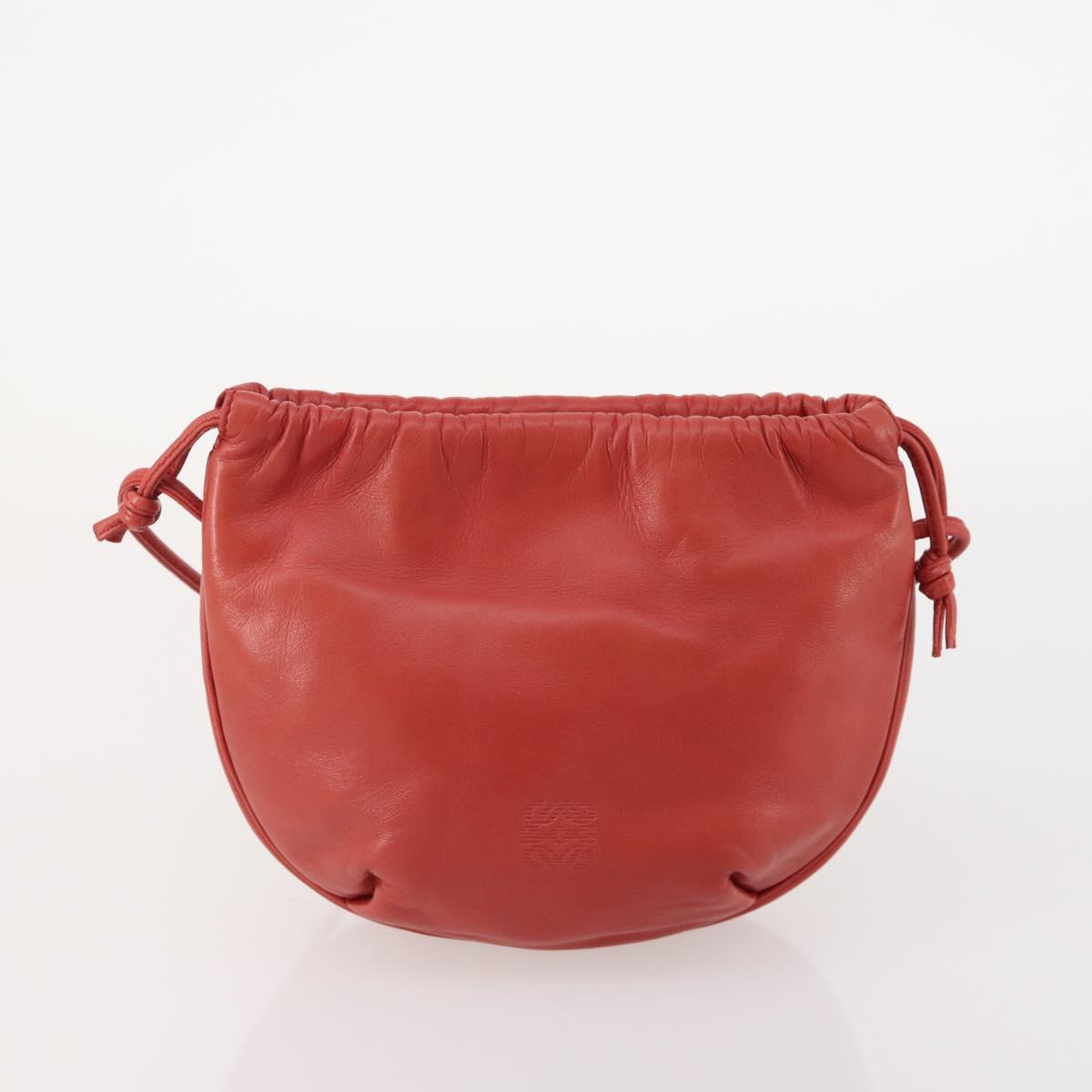 LOEWE Anagram Shoulder Bag Leather 2 Set Red Black Auth 178412