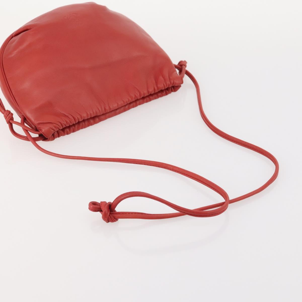 LOEWE Anagram Shoulder Bag Leather 2 Set Red Black Auth 178412