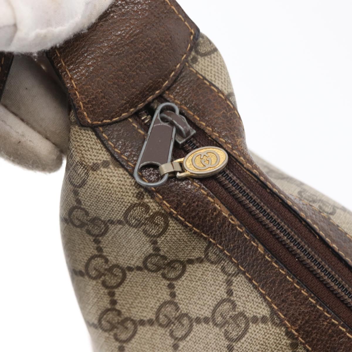 GUCCI GG Supreme Web Sherry Line Bag PVC Beige Gold 10 2 3840 Auth 178471