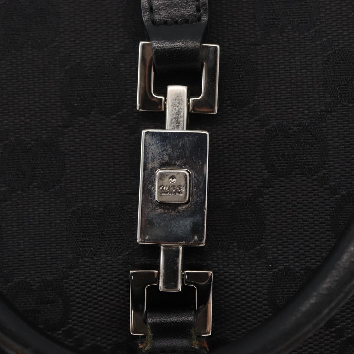 GUCCI GG Canvas Jackie Hand Bag Black Silver 002 1065 Auth 178472