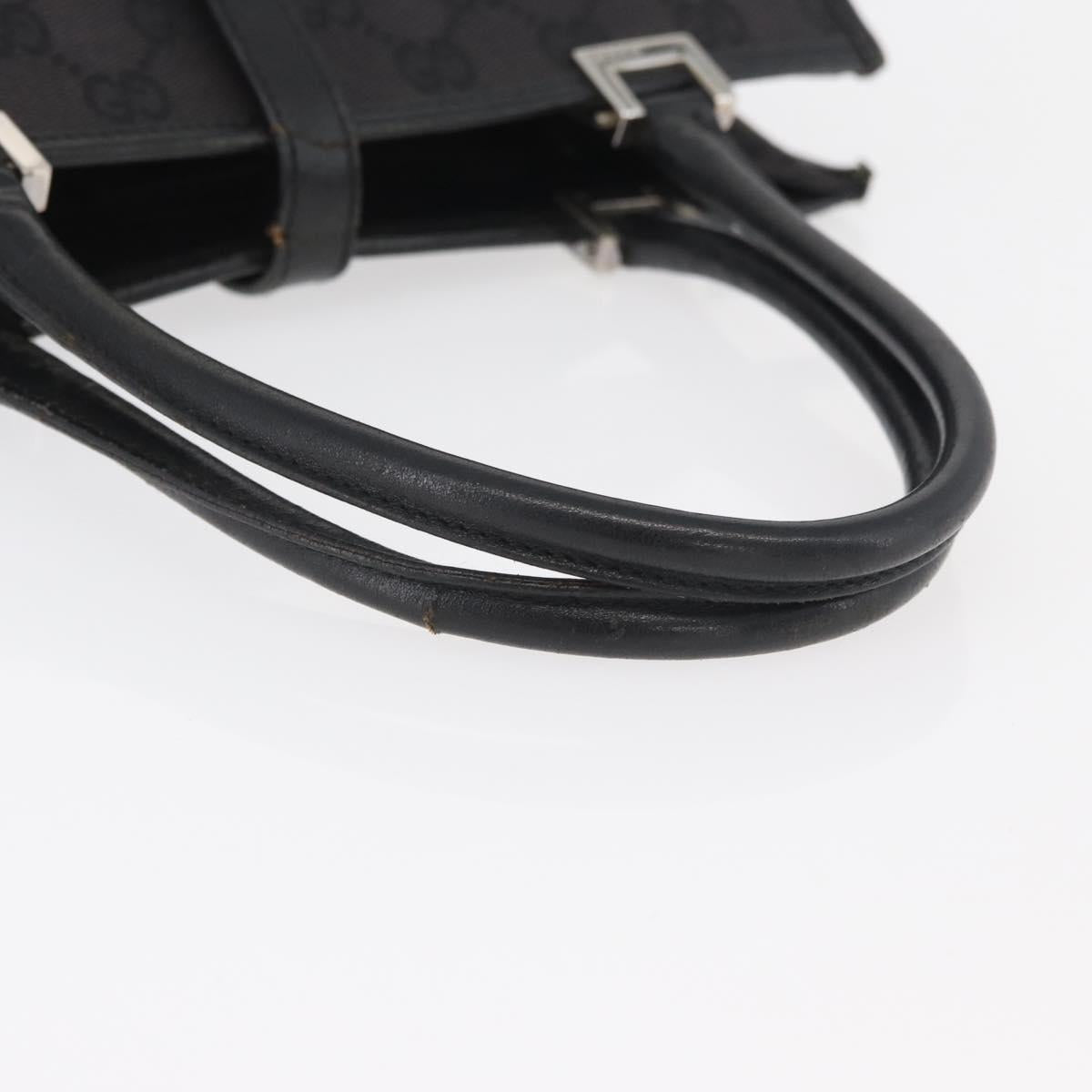 GUCCI GG Canvas Jackie Hand Bag Black Silver 002 1065 Auth 178472