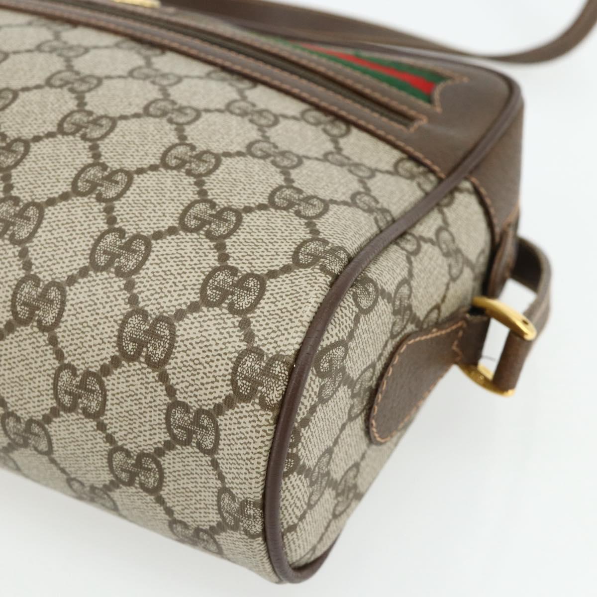 GUCCI GG Supreme Web Sherry Line Bag PVC Beige Gold 119 02 088 Auth 178473