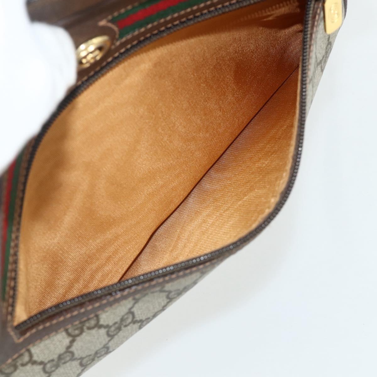 GUCCI GG Supreme Web Sherry Line Bag PVC Beige Gold 119 02 088 Auth 178473