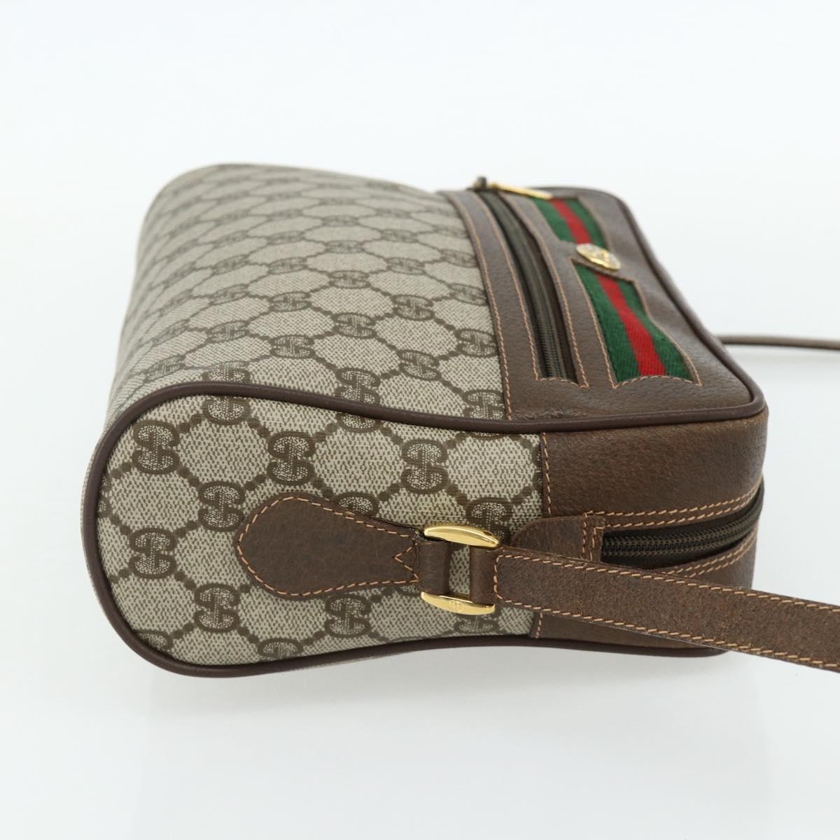 GUCCI GG Supreme Web Sherry Line Bag PVC Beige Gold 119 02 088 Auth 178473