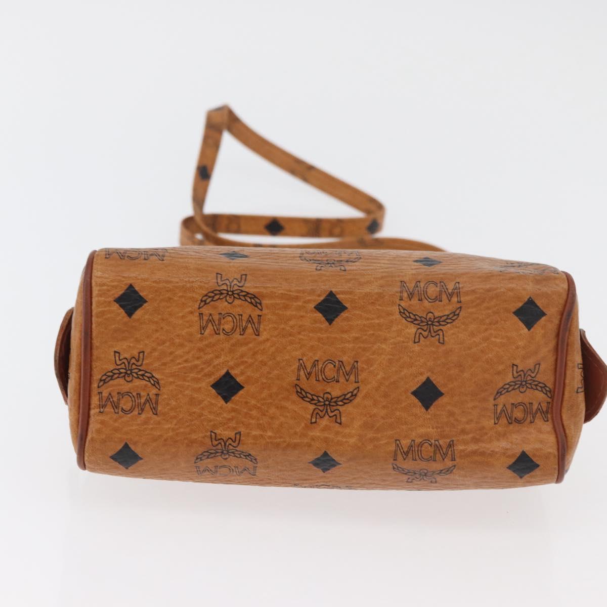 MCM Logogram Vicetos Mini Boston Bag PVC 2way Brown Gold Auth 178481