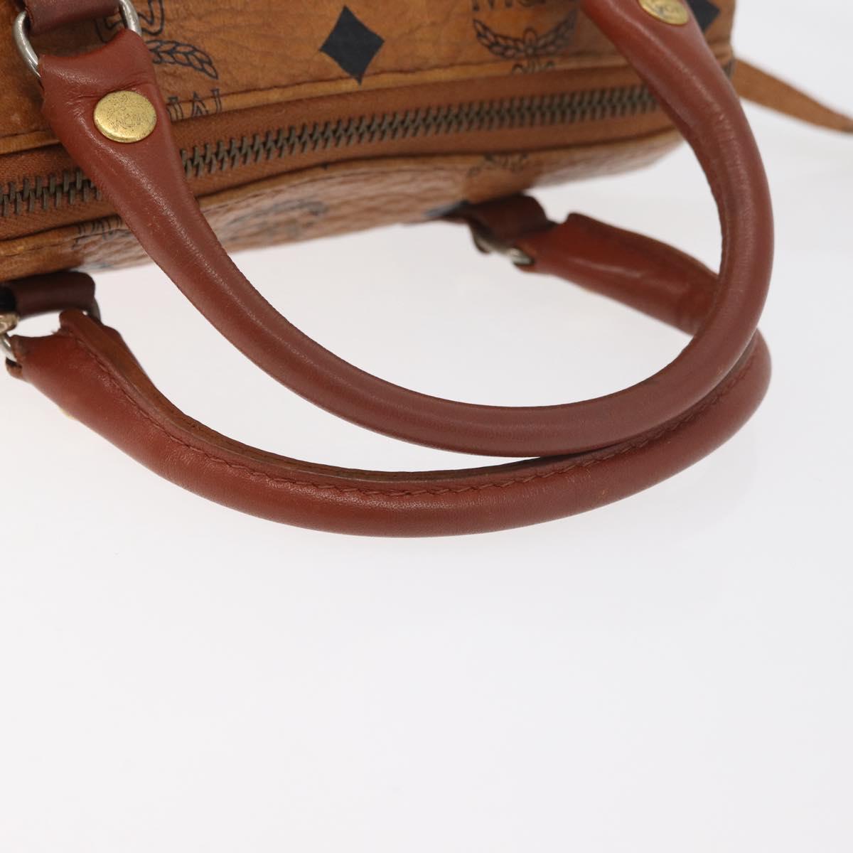 MCM Logogram Vicetos Mini Boston Bag PVC 2way Brown Gold Auth 178481
