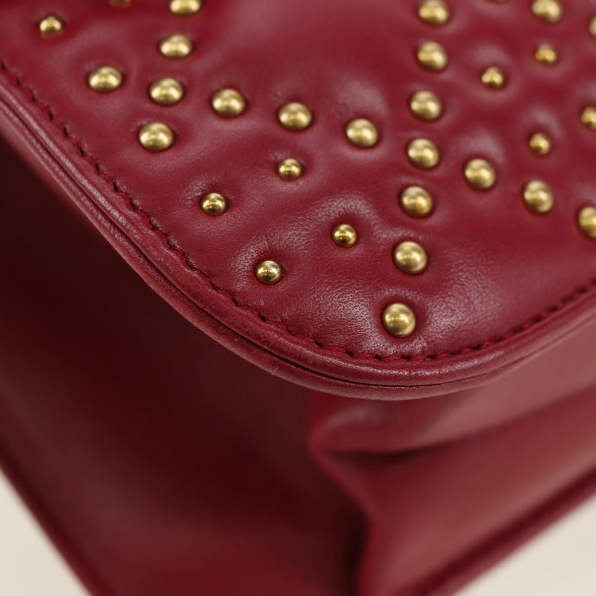 Christian Dior Chain Addict Shoulder Bag Leather Red Gold Auth 178483M
