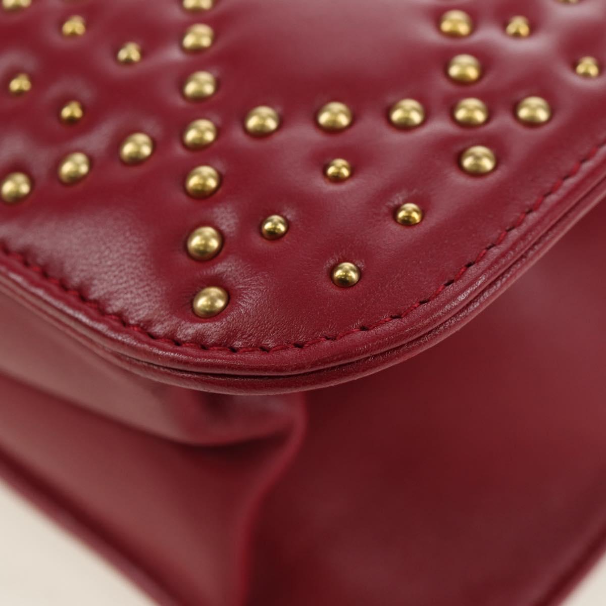 Christian Dior Chain Addict Shoulder Bag Leather Red Gold Auth 178483M