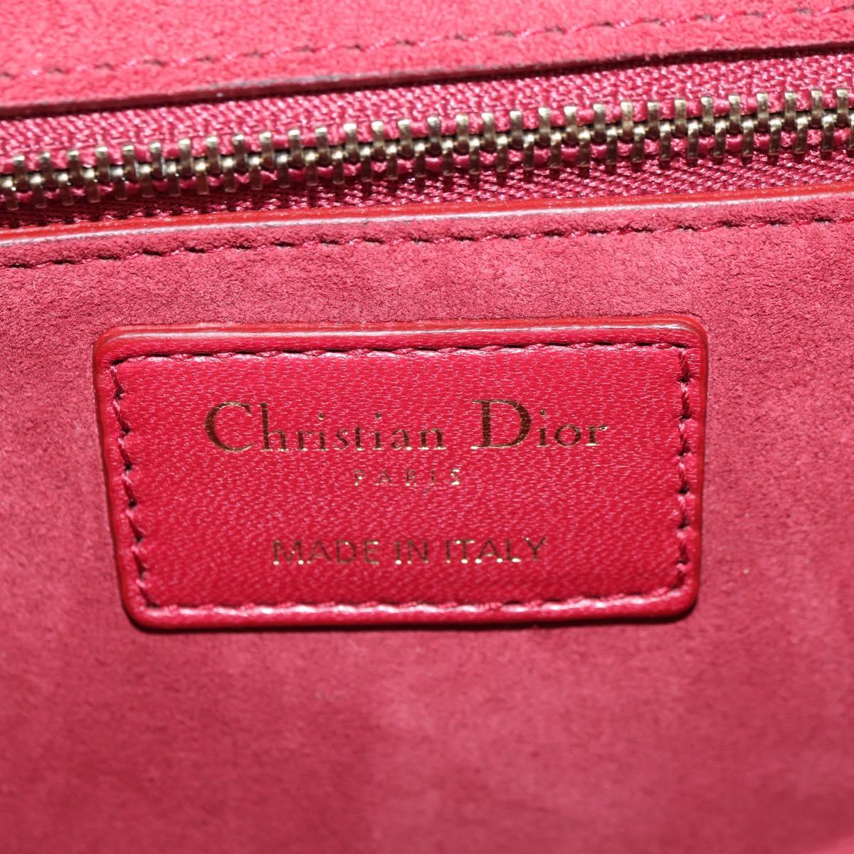 Christian Dior Chain Addict Shoulder Bag Leather Red Gold Auth 178483M