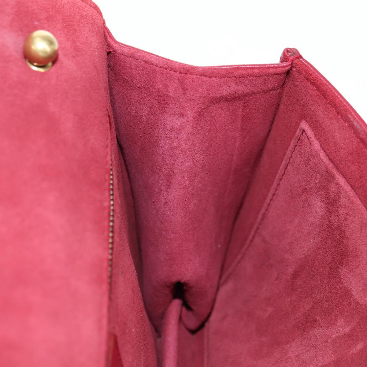 Christian Dior Chain Addict Shoulder Bag Leather Red Gold Auth 178483M