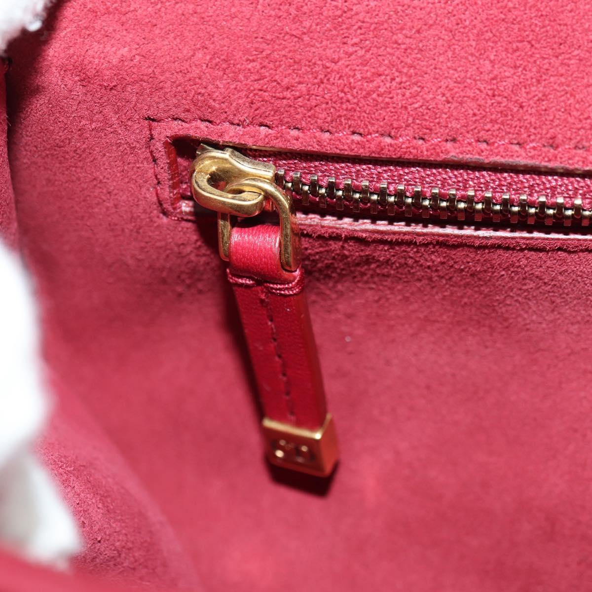 Christian Dior Chain Addict Shoulder Bag Leather Red Gold Auth 178483M