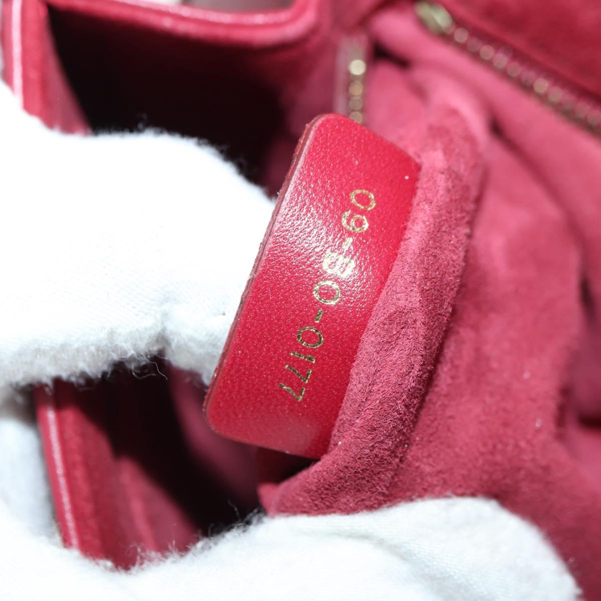 Christian Dior Chain Addict Shoulder Bag Leather Red Gold Auth 178483M