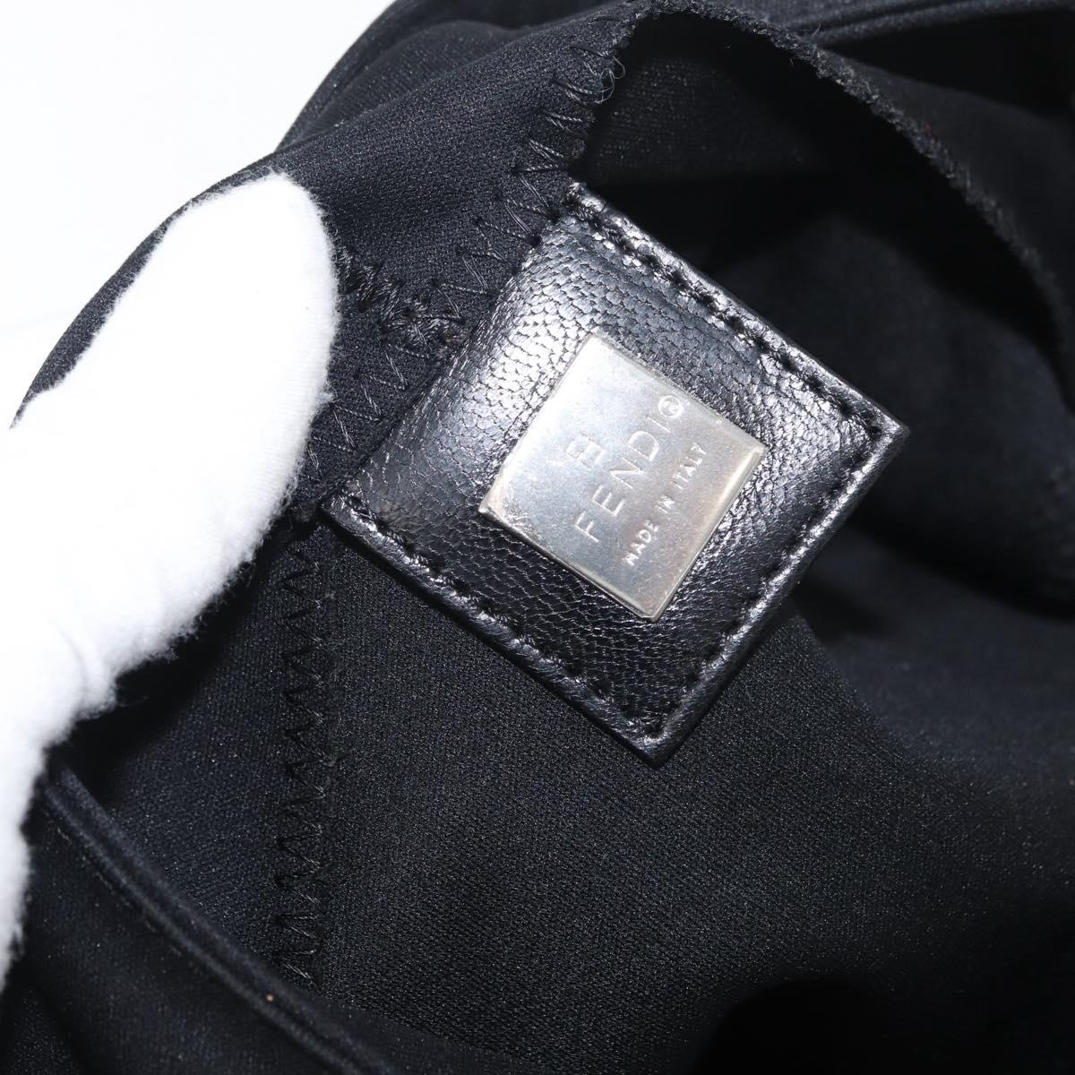 FENDI Mamma Baguette Shoulder Bag Black Silver Auth 178484