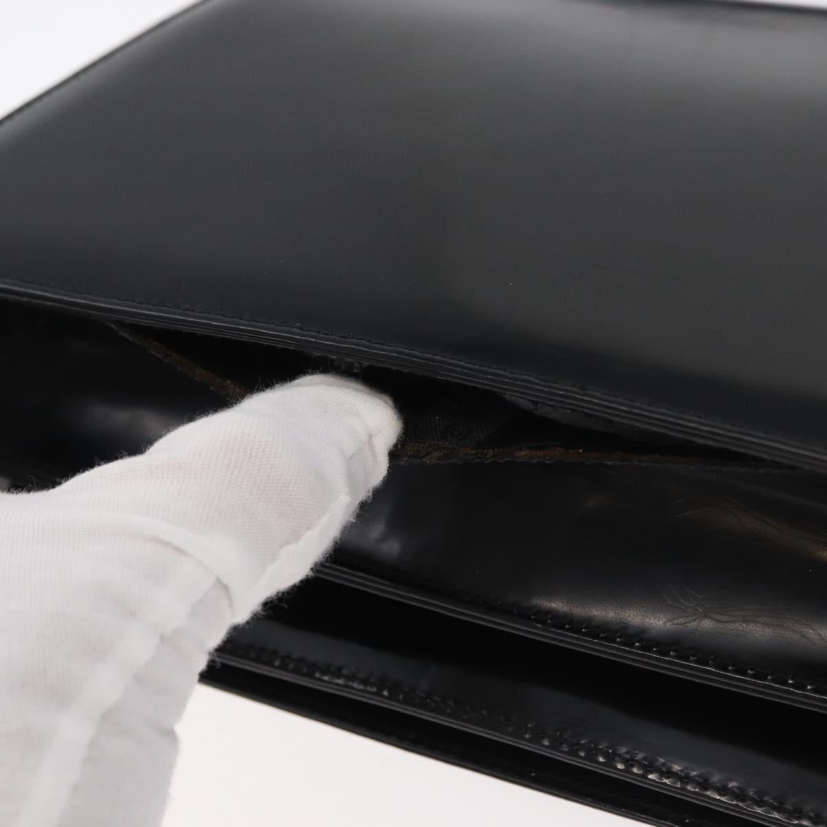 Salvatore Ferragamo Gancini Shoulder Bag Patent leather Black Silver Auth 178485