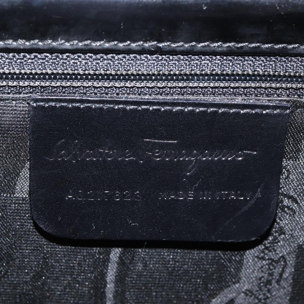 Salvatore Ferragamo Gancini Shoulder Bag Patent leather Black Silver Auth 178485