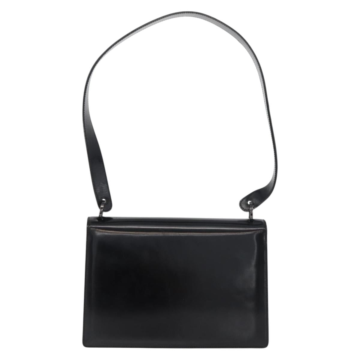Salvatore Ferragamo Gancini Shoulder Bag Patent leather Black Silver Auth 178485