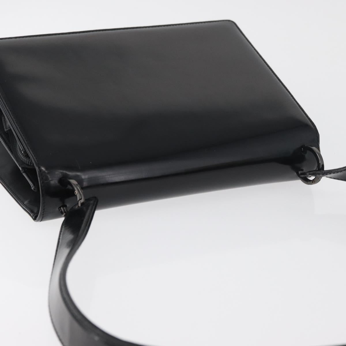 Salvatore Ferragamo Gancini Shoulder Bag Patent leather Black Silver Auth 178485