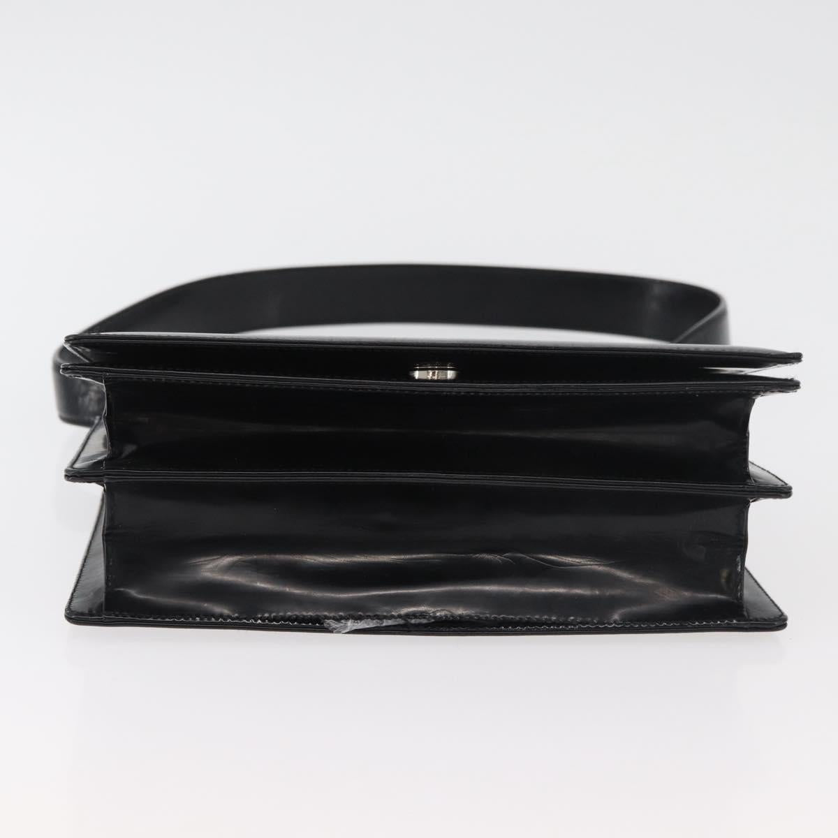 Salvatore Ferragamo Gancini Shoulder Bag Patent leather Black Silver Auth 178485