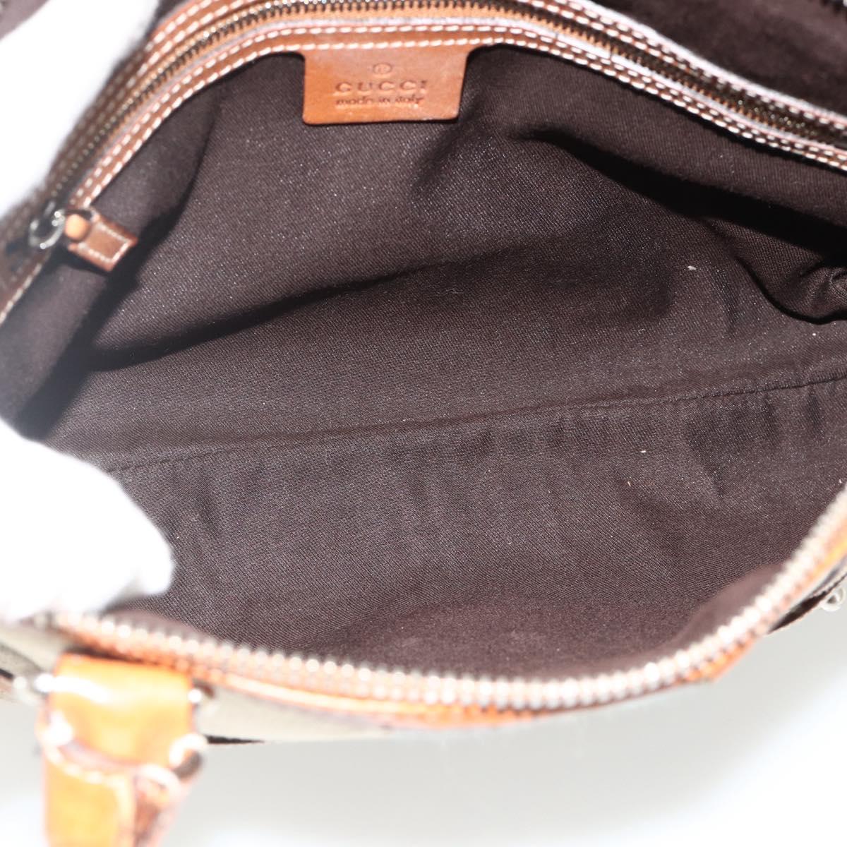 GUCCI Hand Bag Canvas Beige Silver 114882 Auth 178486A