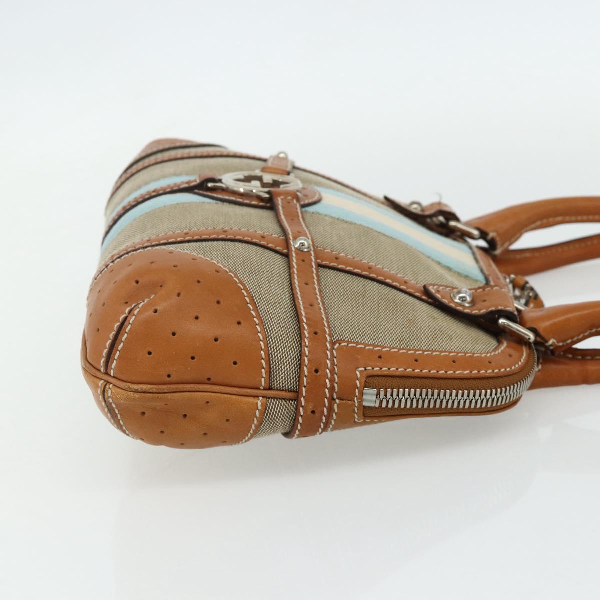 GUCCI Hand Bag Canvas Beige Silver 114882 Auth 178486A