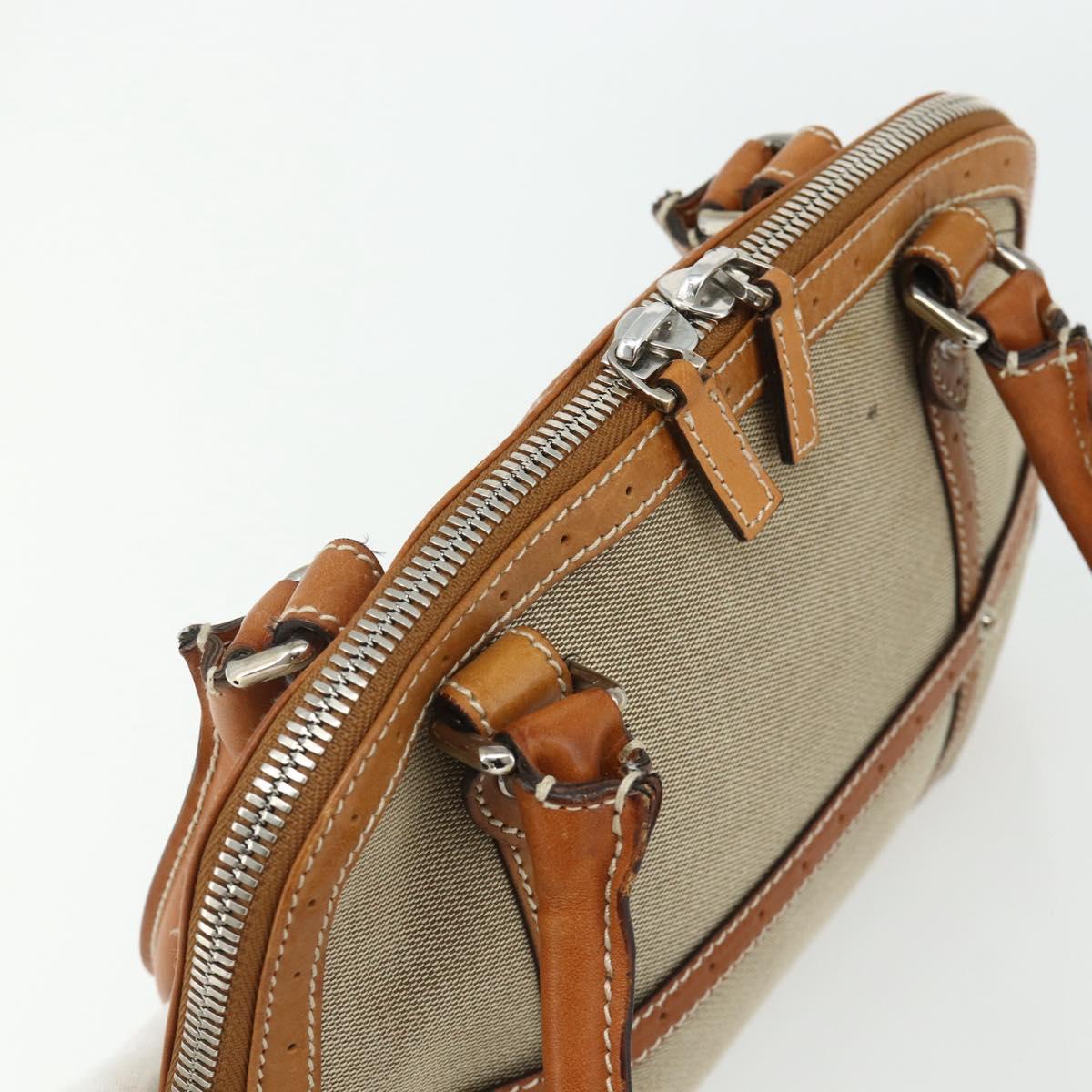 GUCCI Hand Bag Canvas Beige Silver 114882 Auth 178486A