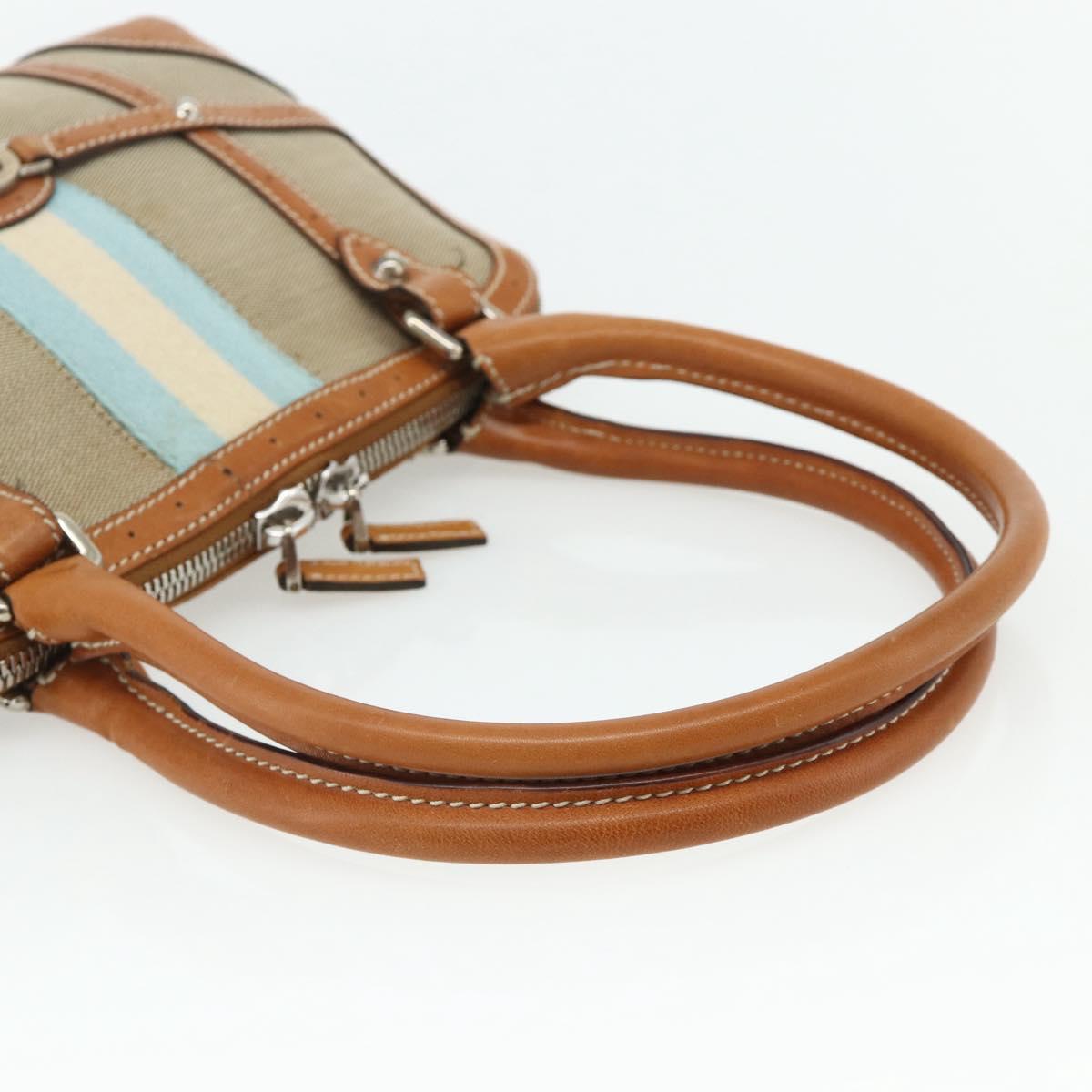 GUCCI Hand Bag Canvas Beige Silver 114882 Auth 178486A