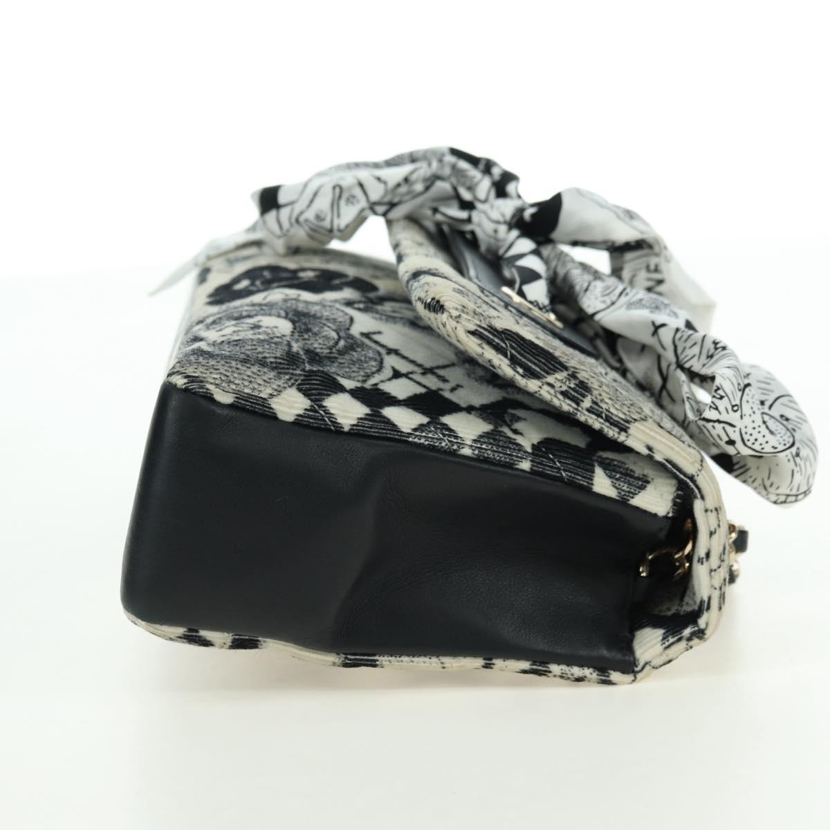 CHANEL Matelasse 25 Chain Shoulder Bag Corduroy White Gold CC Auth 178492SAM