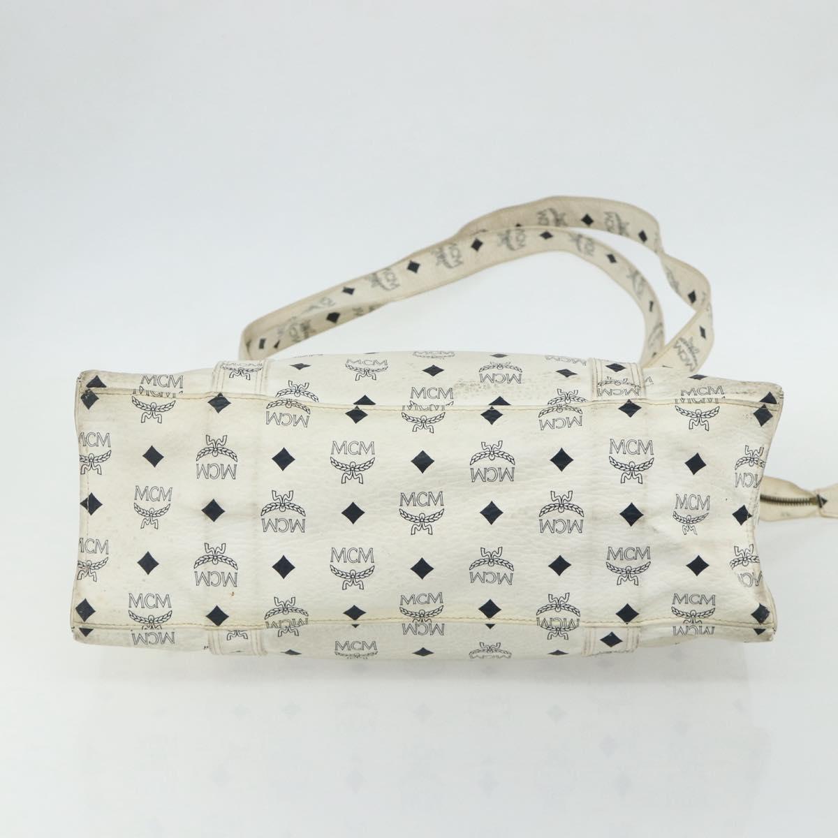 MCM Vicetos Logogram Tote Bag PVC White Gold Auth 178496