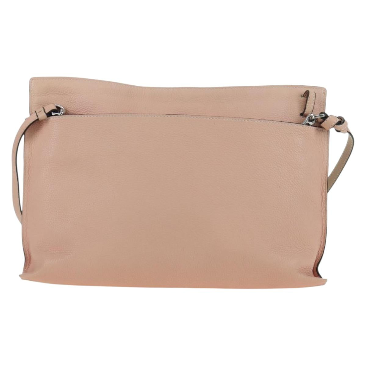 LOEWE Shoulder Bag Leather Pink Silver Auth 178498M